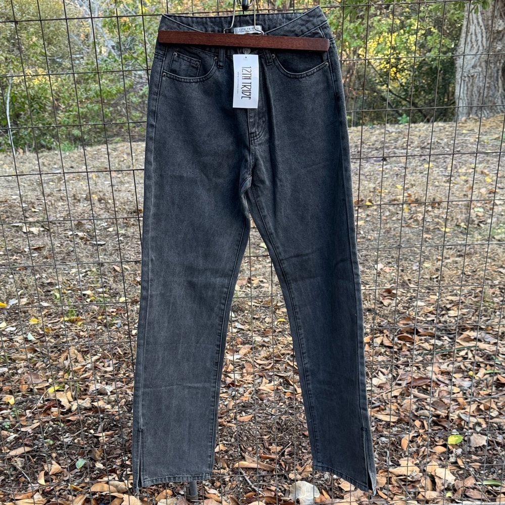 NWT 12th Tribe Dark Gray Straight Jeans